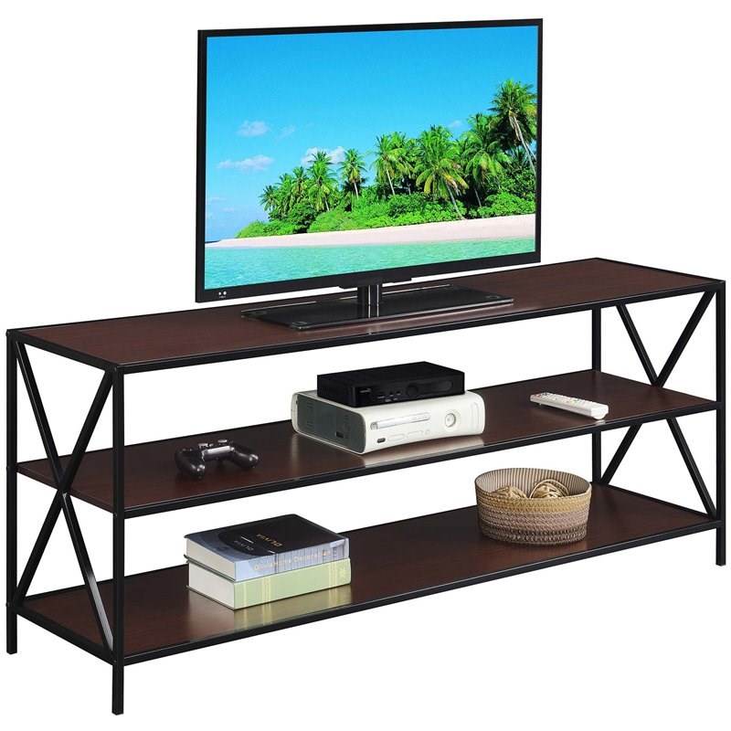 Tucson 60-inch TV Stand with Shelves in Espresso Wood/Metal Frame