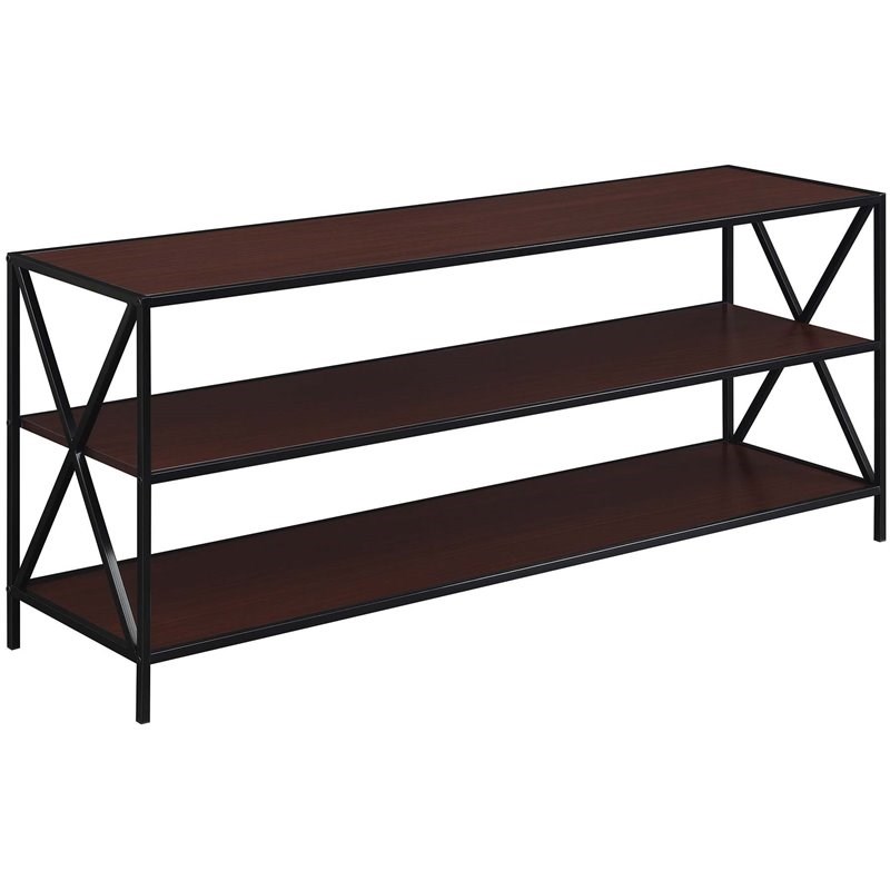 Tucson 60-inch TV Stand with Shelves in Espresso Wood/Metal Frame