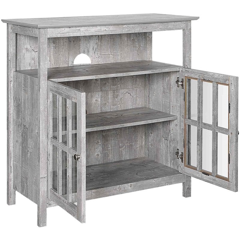 Convenience Concepts Big Sur Highboy TV Stand with Storage Cabinets in Gray Wood