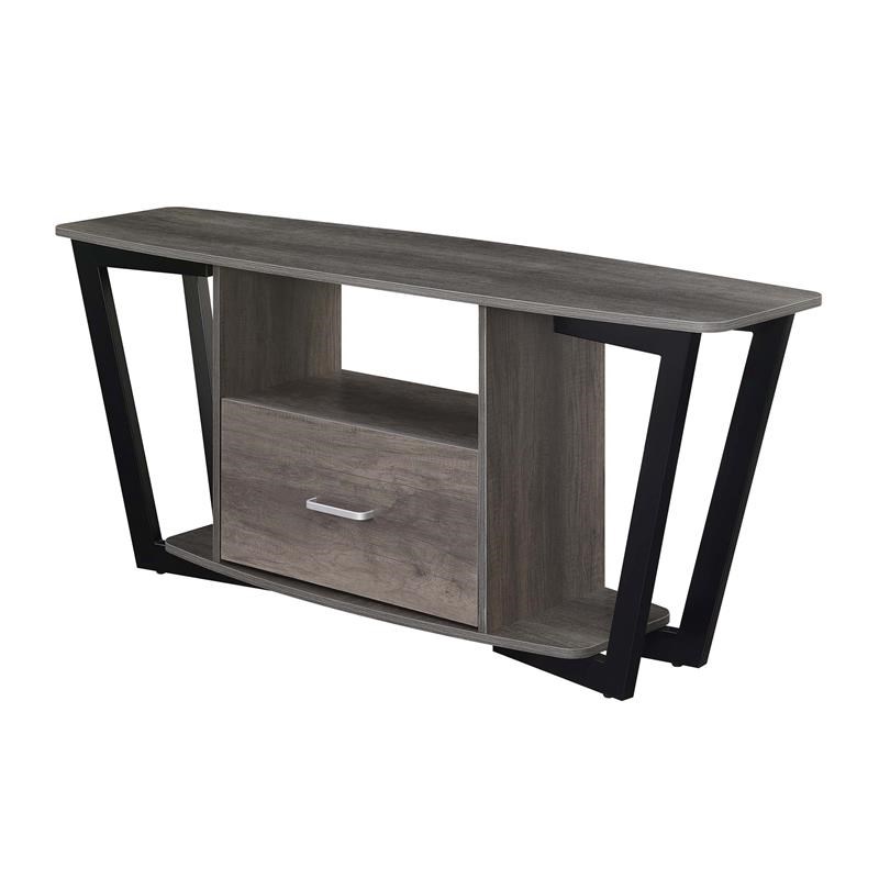 Graystone 60-inch One-Drawer TV Stand with Shelves in Gray Wood Finish