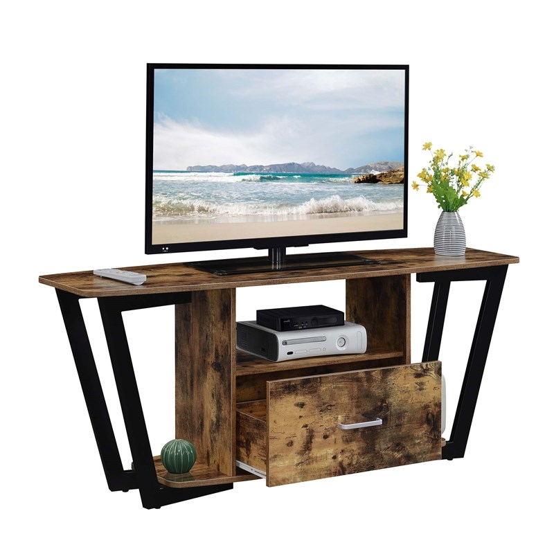 Graystone 60-inch One-Drawer TV Stand with Shelves in Nutmeg Wood Finish