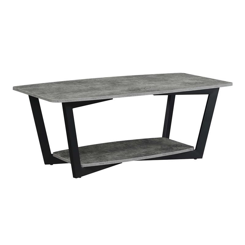 Convenience Concepts Graystone Coffee Table with Shelf in Gray Wood Finish