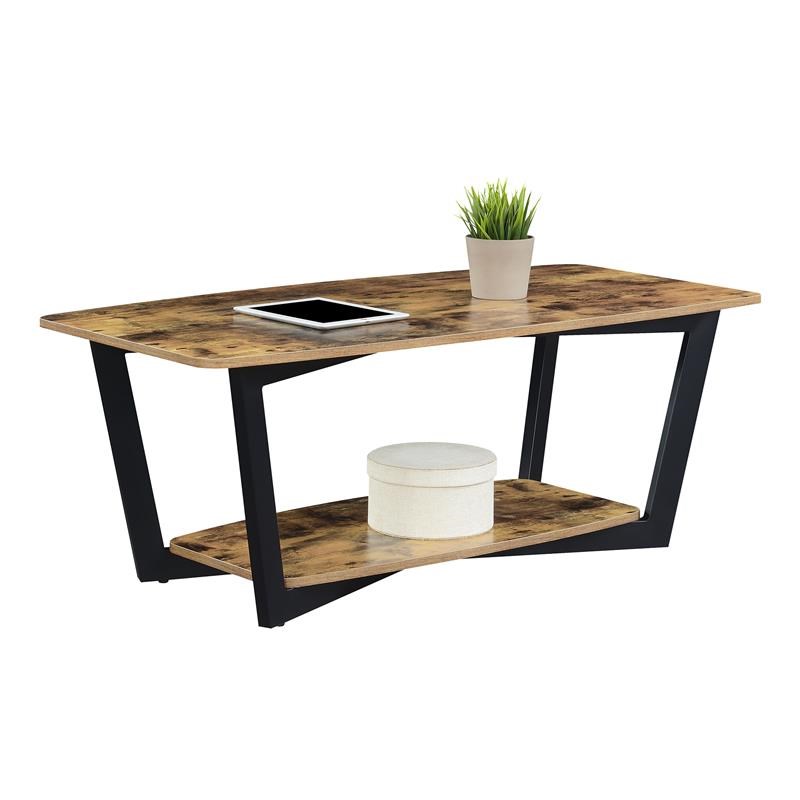 Convenience Concepts Graystone Coffee Table with Shelf in Nutmeg Wood Finish