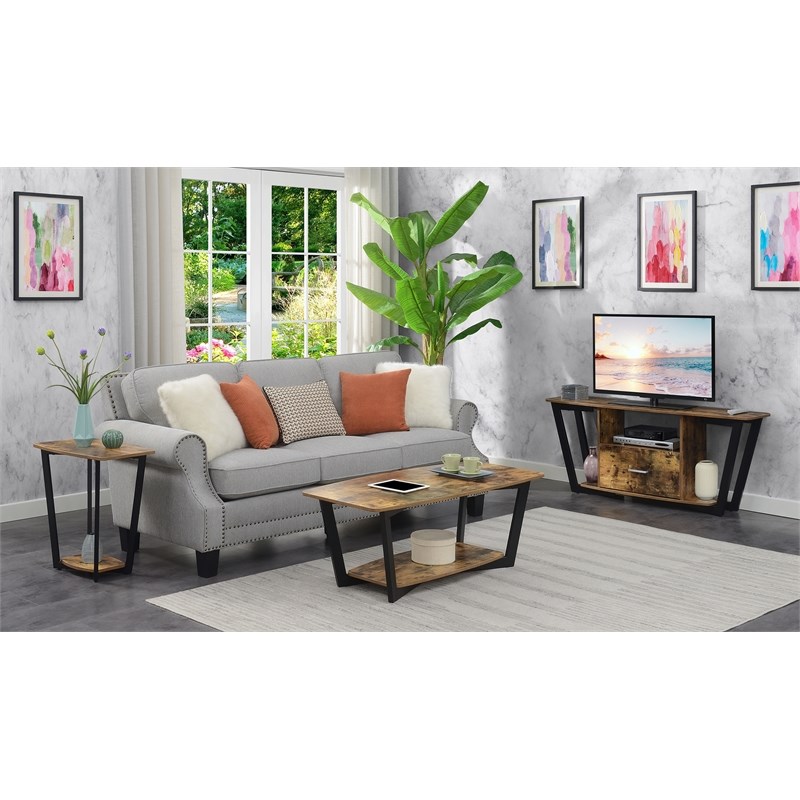 Convenience Concepts Graystone Coffee Table with Shelf in Nutmeg Wood Finish