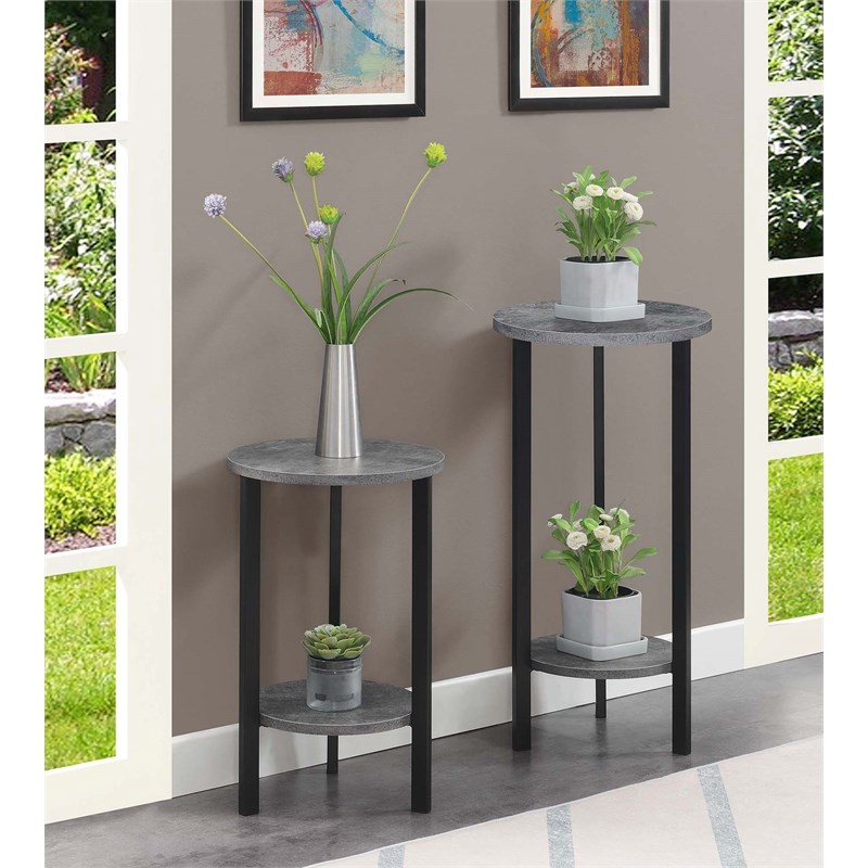 Convenience Concepts Graystone 24-inch Two-Tier Plant Stand in Gray Wood Finish