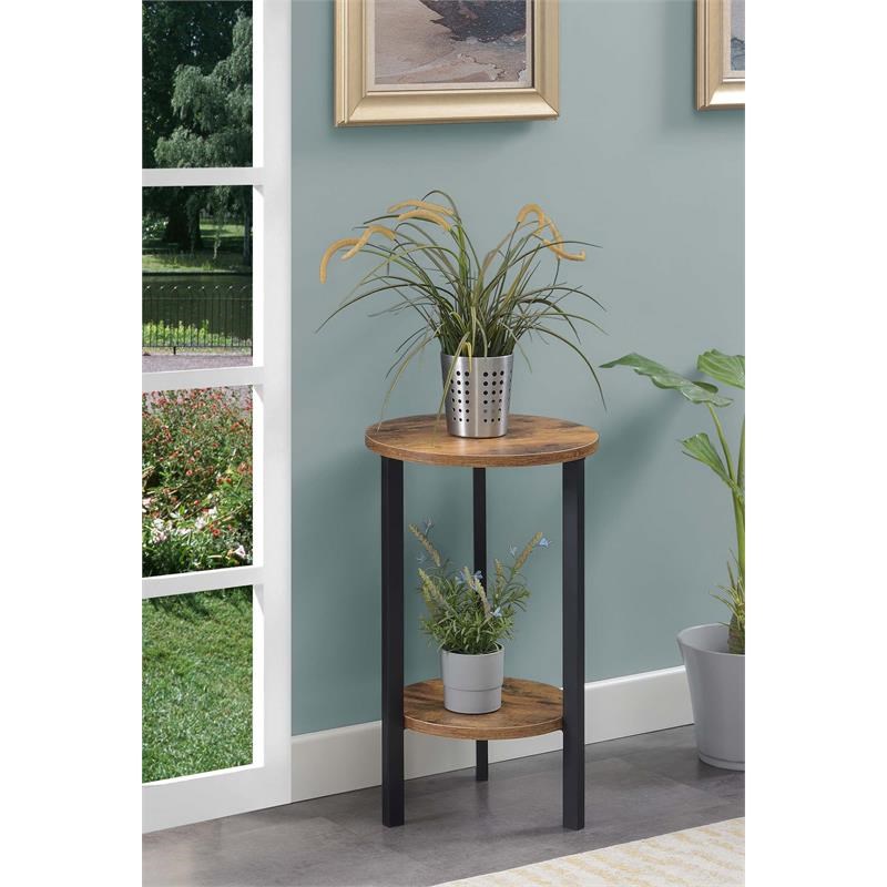 Graystone 24-inch Two-Tier Plant Stand in Nutmeg Wood Finish