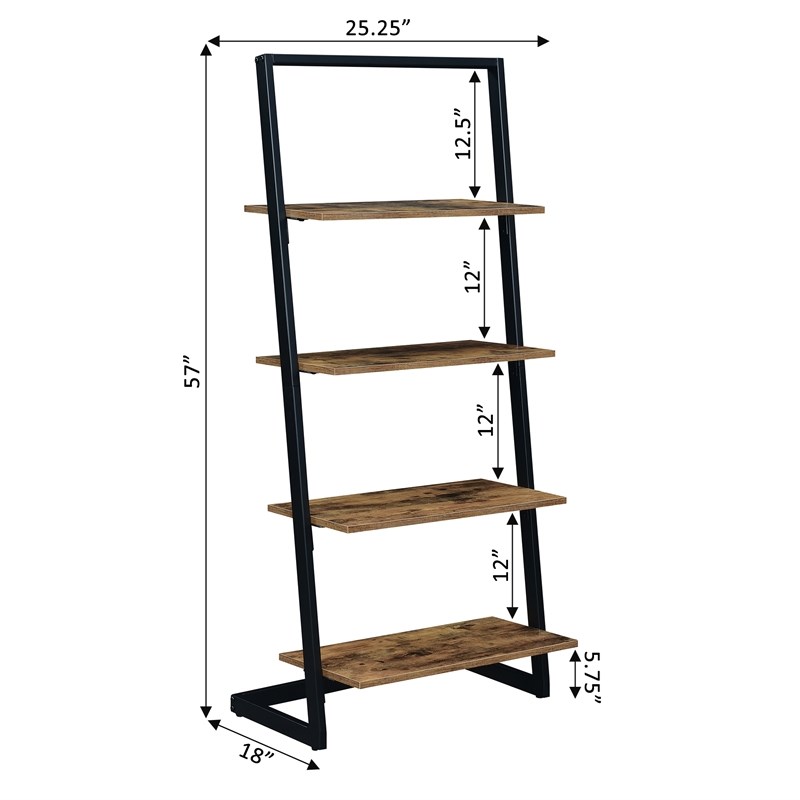 Convenience Concepts Graystone Ladder Bookshelf in Nutmeg Wood Finish