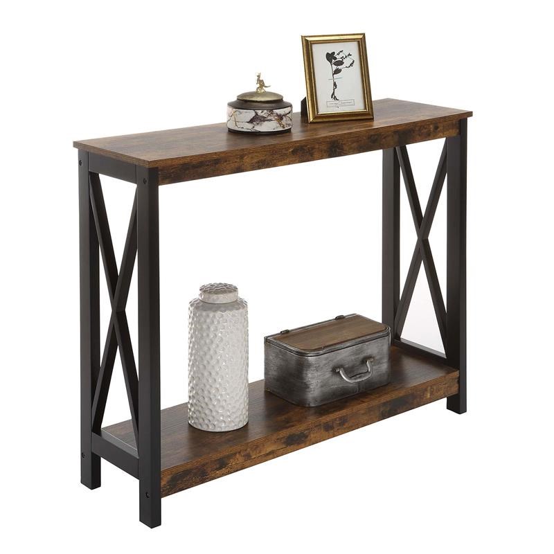 Convenience Concepts Oxford Console Table with Shelf in Nutmeg Wood Finish Homesquare