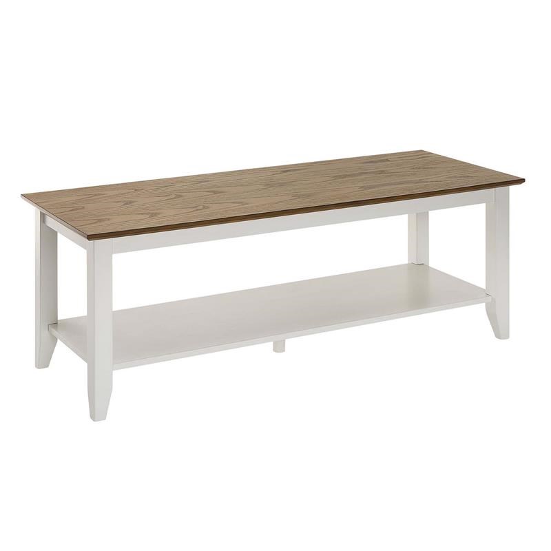American Heritage Coffee Table with Shelf in White Wood Finish