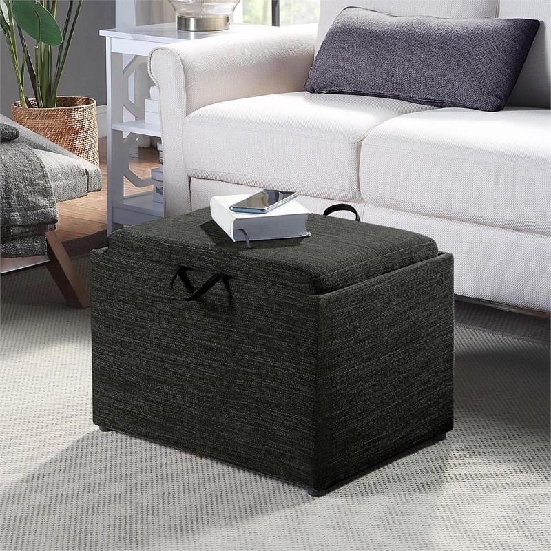 Accent Storage Ottoman with Reversible Tray in Gray