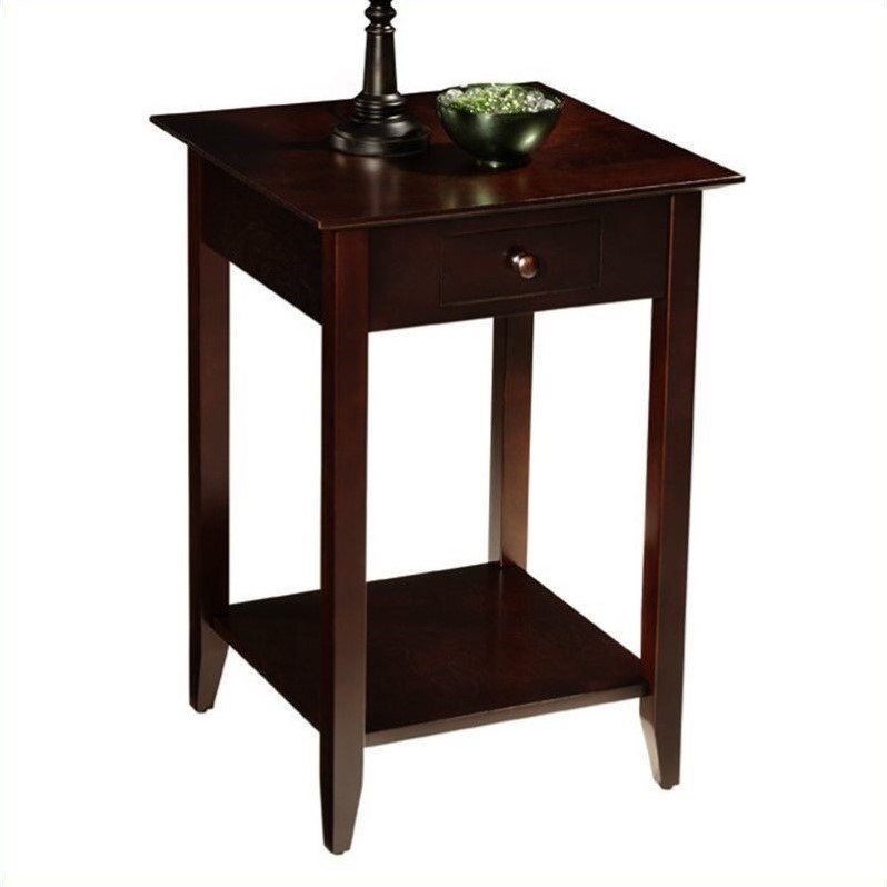 Convenience Concepts American Heritage Square End Table in Espresso Wood Finish