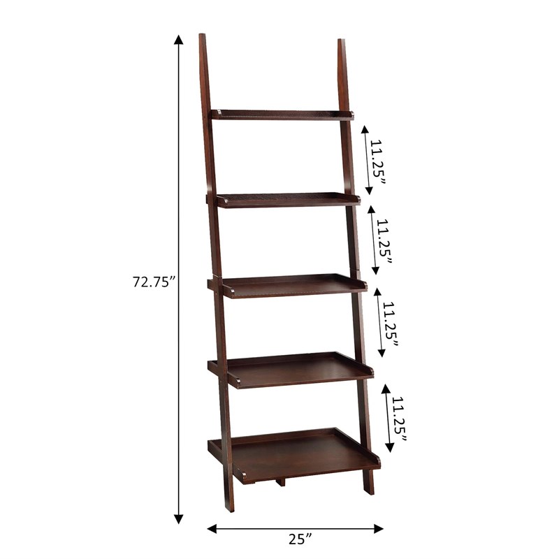 Convenience Concepts American Heritage Ladder Bookshelf in Espresso Wood Finish