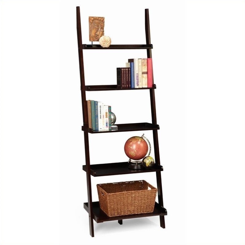Convenience Concepts American Heritage Ladder Bookshelf in Espresso Wood Finish