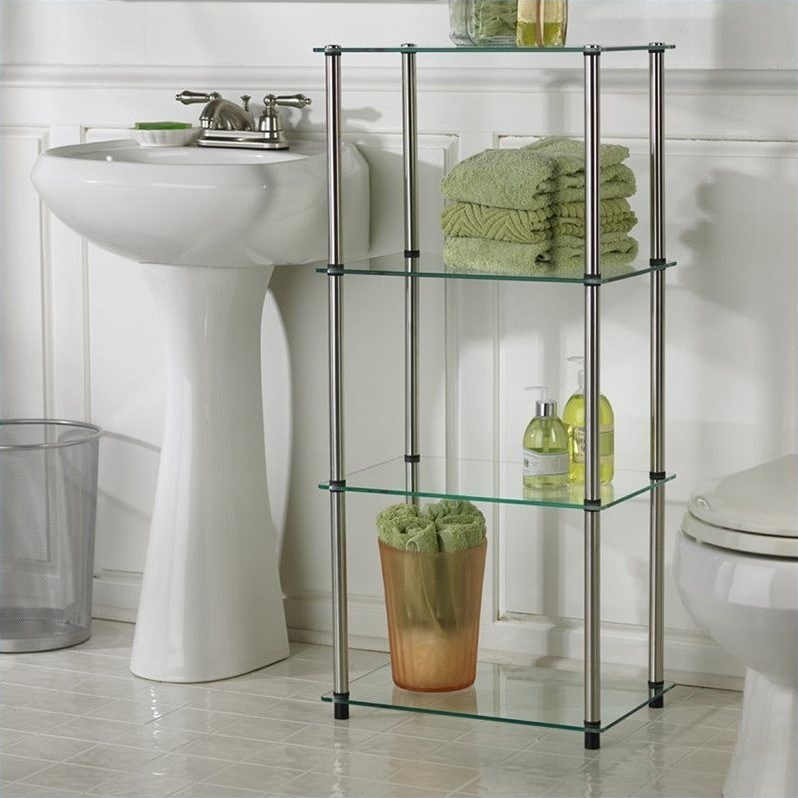 Convenience Concepts Designs2Go Classic Clear Glass 4 Tier Tower