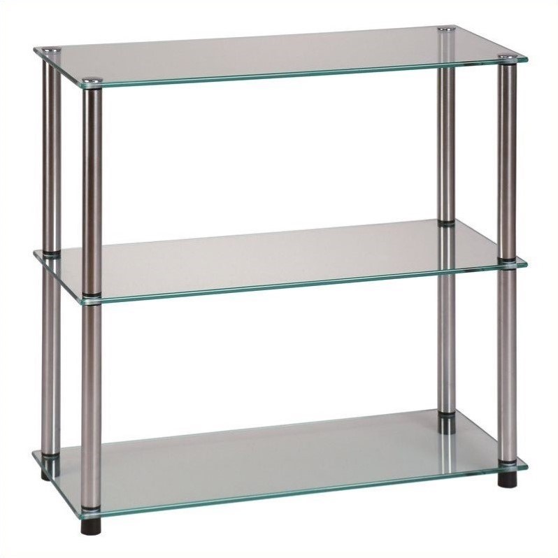 Convenience Concepts Designs2Go Three-Shelf Classic Clear Glass Bookcase