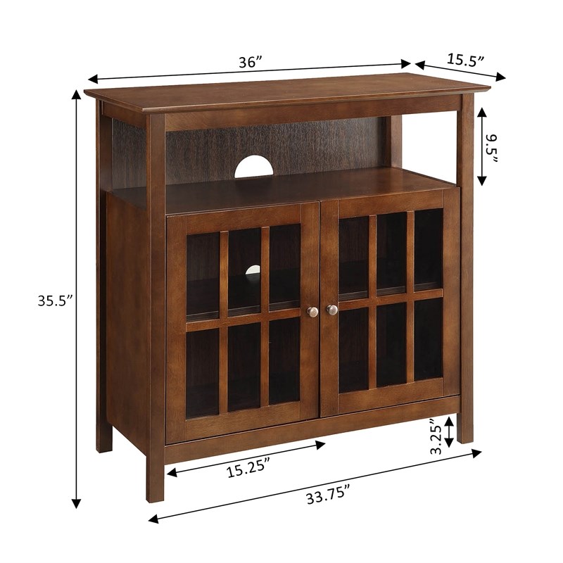 Convenience Concepts Designs2Go Big Sur Highboy TV Stand in Espresso Wood Finish