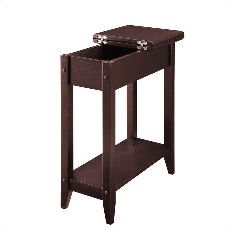 Convenience Concepts American Heritage Flip Top End Table - Espresso Wood Finish