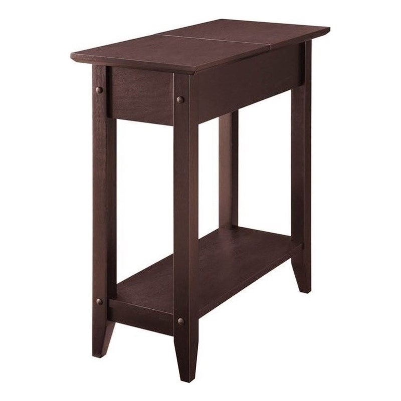 Convenience Concepts American Heritage Flip Top End Table - Espresso Wood Finish