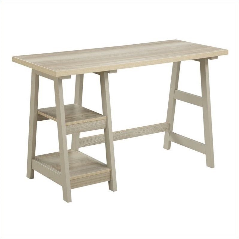 Convenience Concepts Designs2Go Trestle Desk in Weathered White Wood