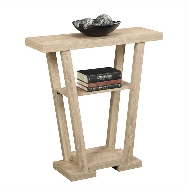 Convenience Concepts Newport V Console in Weathered White Wood Finish