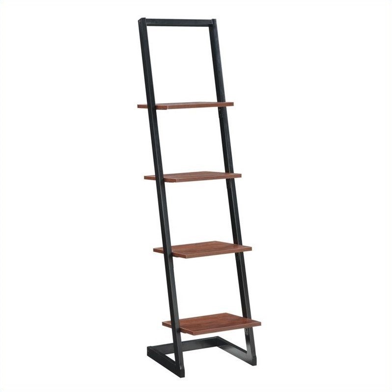 designs2go fourtier ladder bookshelf in black metal and cherry wood