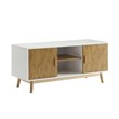 Convenience Concepts Oslo TV Stand in White and Bamboo Wood Finish