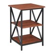 Convenience Concepts Tucson Three-Tier End Table in Black Metal and Cherry Wood