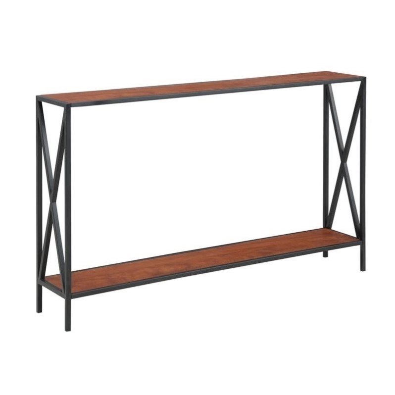 Convenience Concepts Tucson Console Table in Black Metal and Cherry Wood Finish