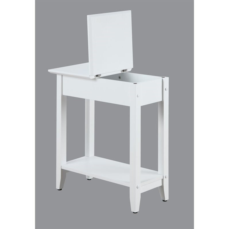 Convenience Concepts American Heritage Flip Top End Table in White Wood Finish