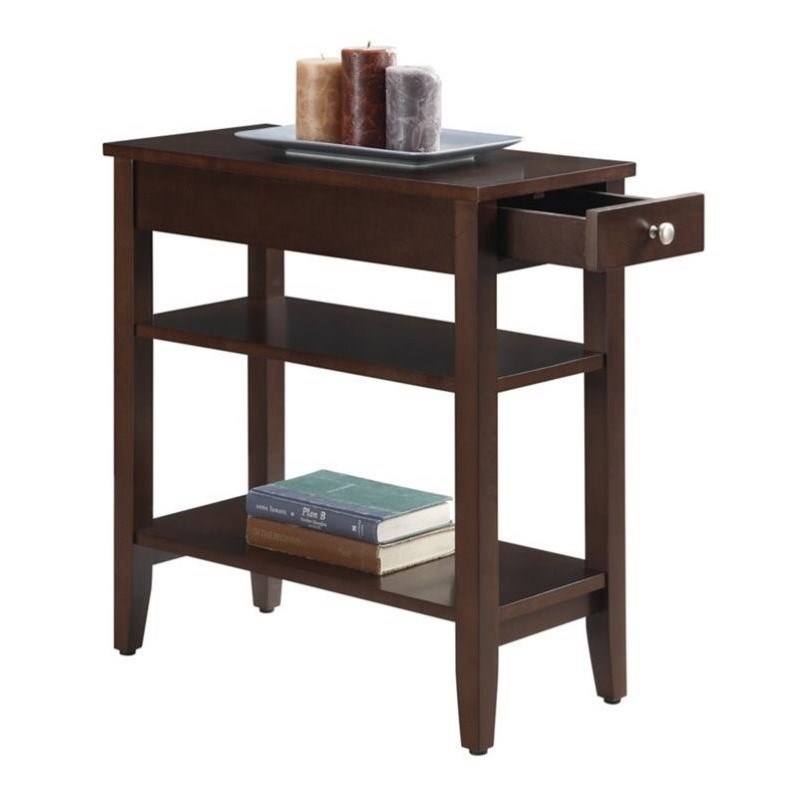 Convenience Concepts American Heritage 3 Tier End Table in Espresso Wood Finish