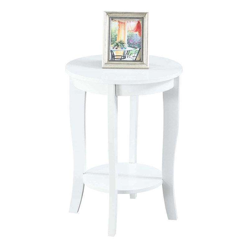 Convenience Concepts American Heritage Round Table in White Wood Finish