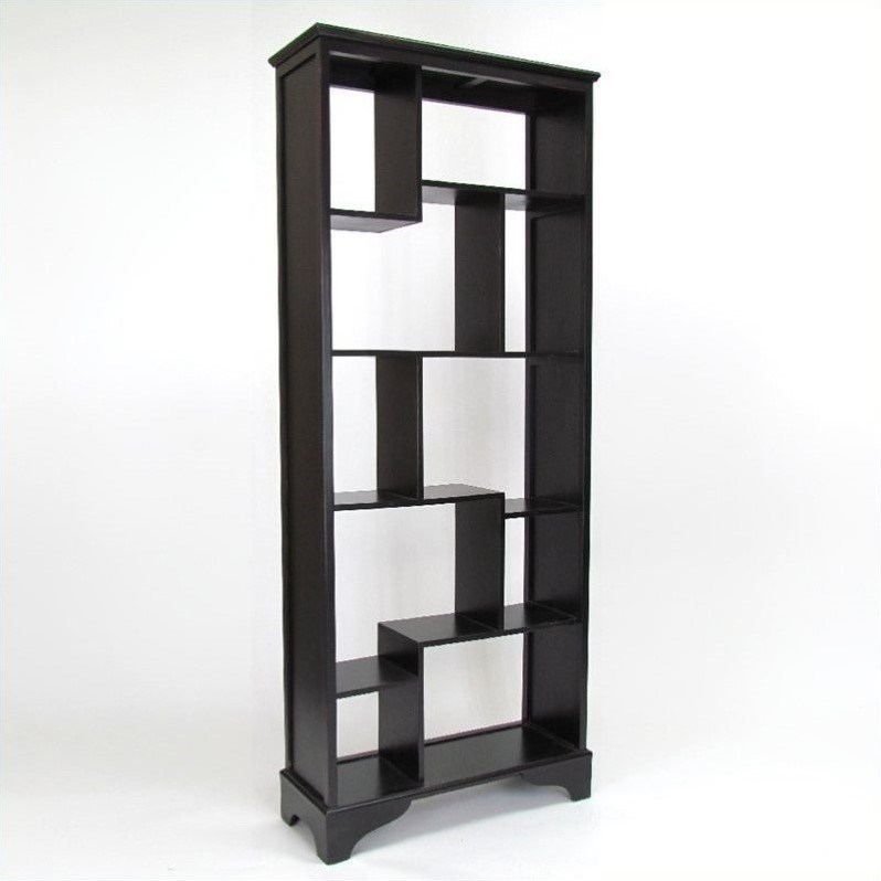 Wayborn Basswood Vertical Asian Storage Shelves in Black
