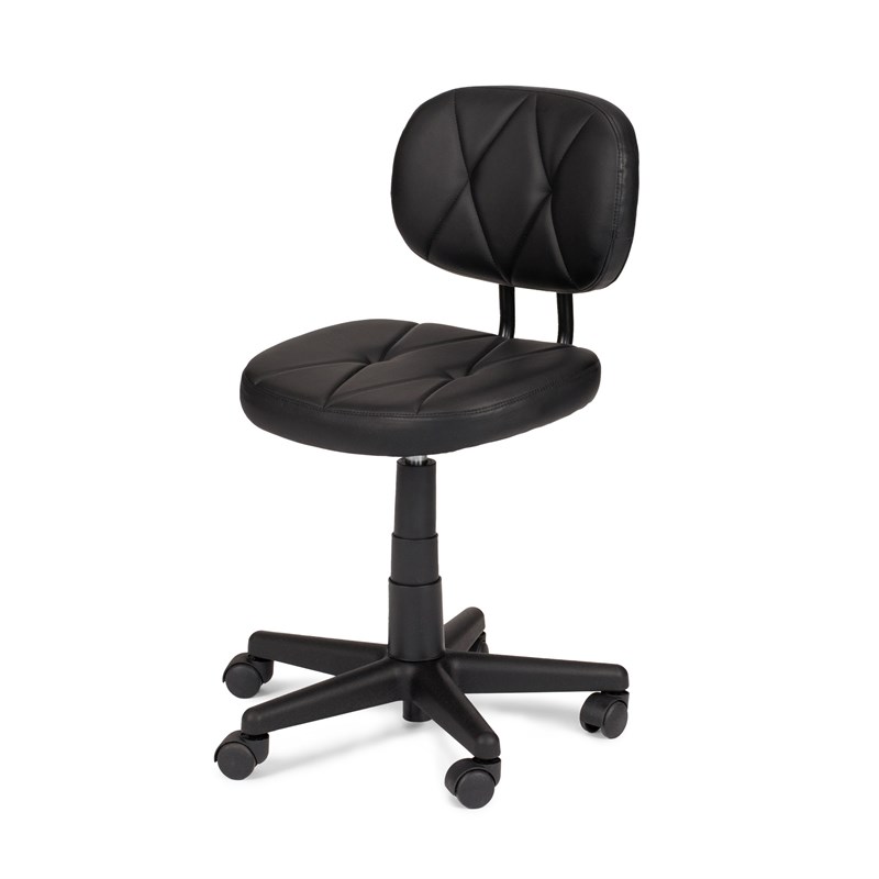Poundex Furniture Tufted Armless Office Chair in Black Faux Leather