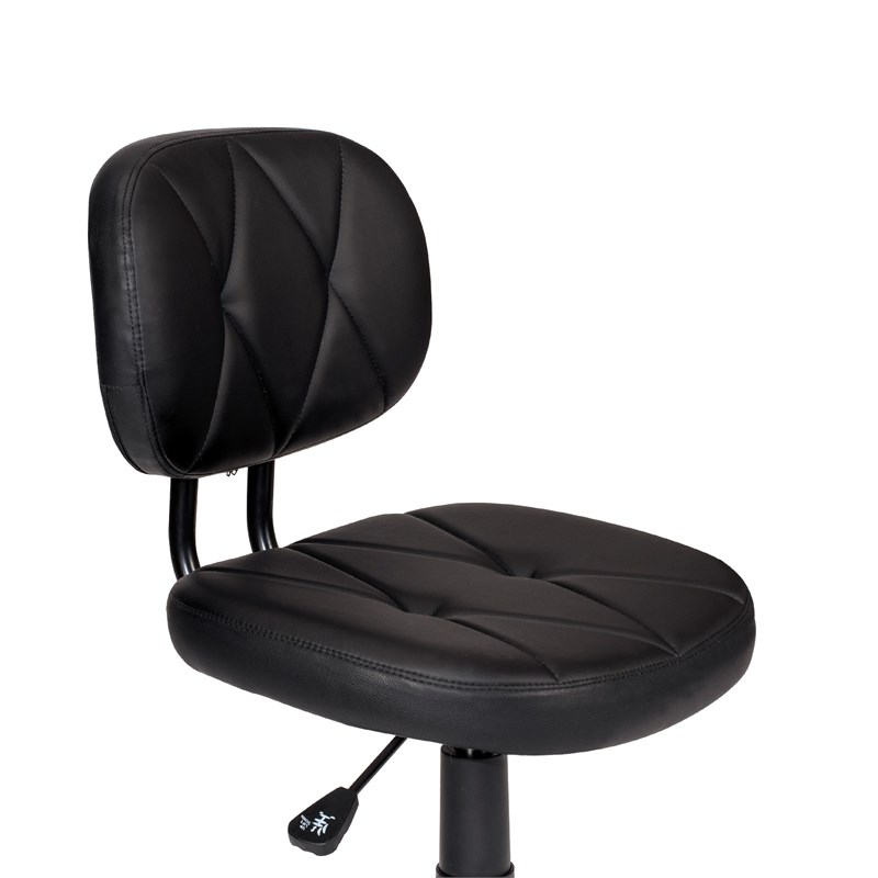 Poundex Furniture Tufted Armless Office Chair in Black Faux Leather