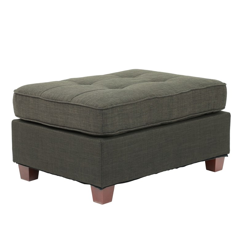 Poundex Furniture Tufted Fabric Cocktail Ottoman in Ash Black Color