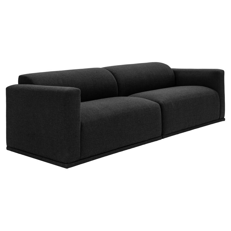 Moe's Home Collection Malou Contemporary Wood and Fabric Sofa - Anthracite Black