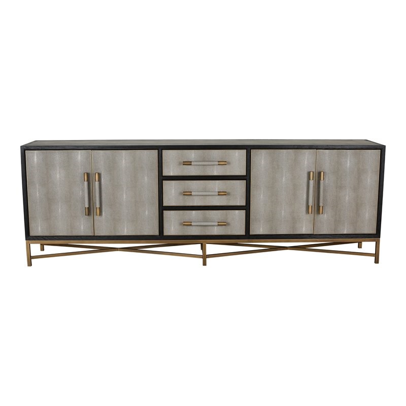Moe's Home Collection Mako Shagreen and Polyurethane Large Sideboard in Gray