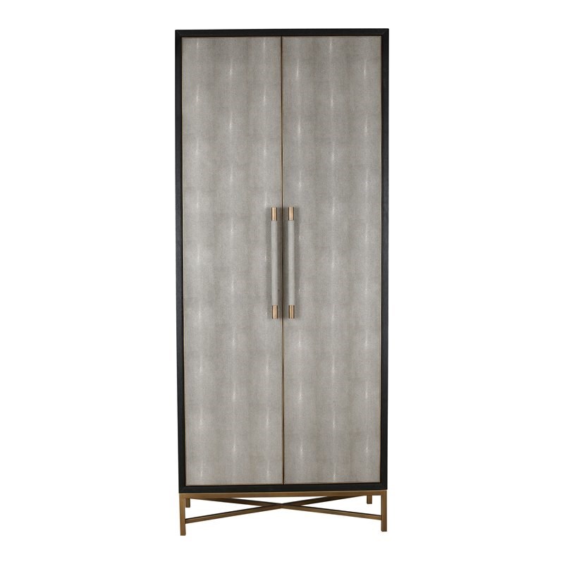 Moe's Home Collection Mako Modern Shagreen and Polyurethane Tall Cabinet in Gray