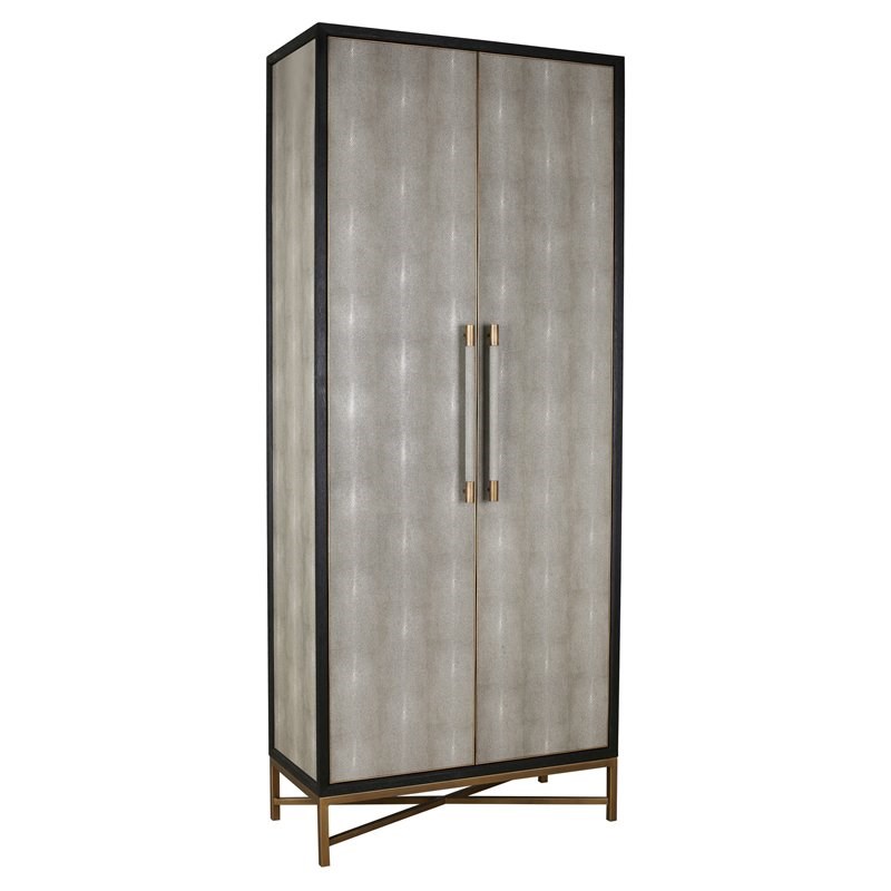 Moe's Home Collection Mako Modern Shagreen and Polyurethane Tall Cabinet in Gray
