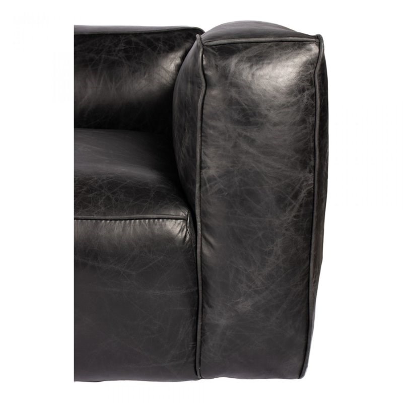 Moe's Home Collection Kirby Contemporary Leather Sofa in Black