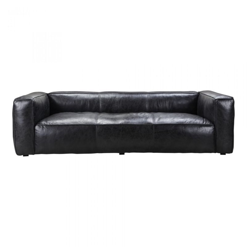 Moe's Home Collection Kirby Contemporary Leather Sofa in Black