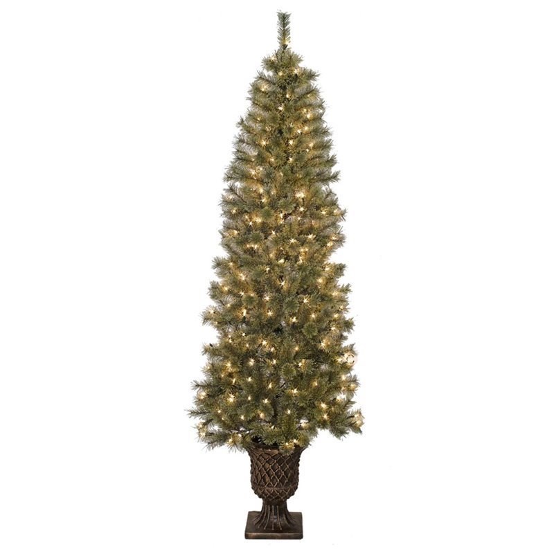 Jeco 7' Pre-Lit Artificial Christmas Tree With Urn Base
