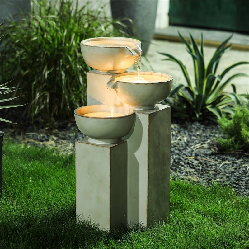 Jeco 3 Tier Bowls Water Fountain With LED Light