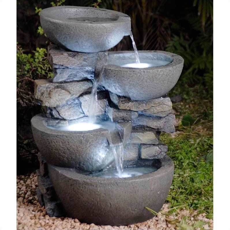 Jeco Modern Bowls Fountain with Led Lights
