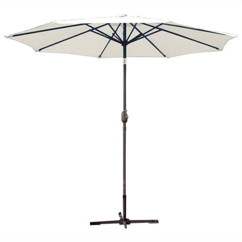 Jeco 9ft. Aluminum Patio Market Umbrella Tilt with Crank in Tan Fabric Grey Pole
