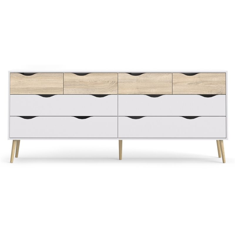 Tvilum Diana 5 Drawer Chest in White and Oak 