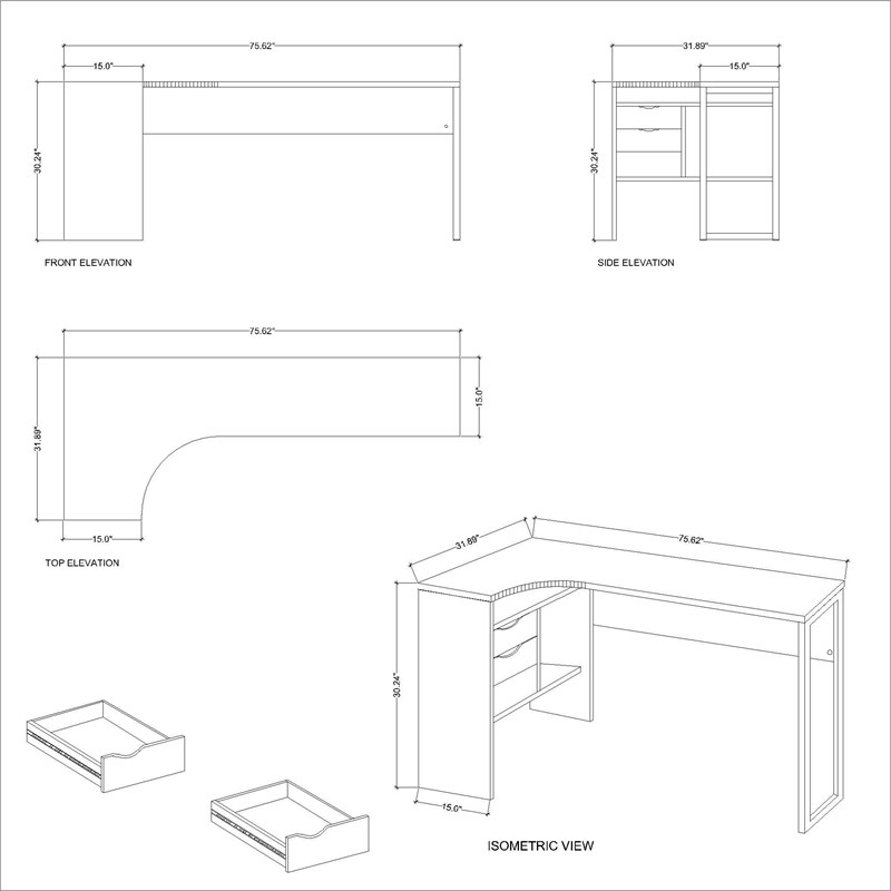 tvilum wayland 2 drawer desk