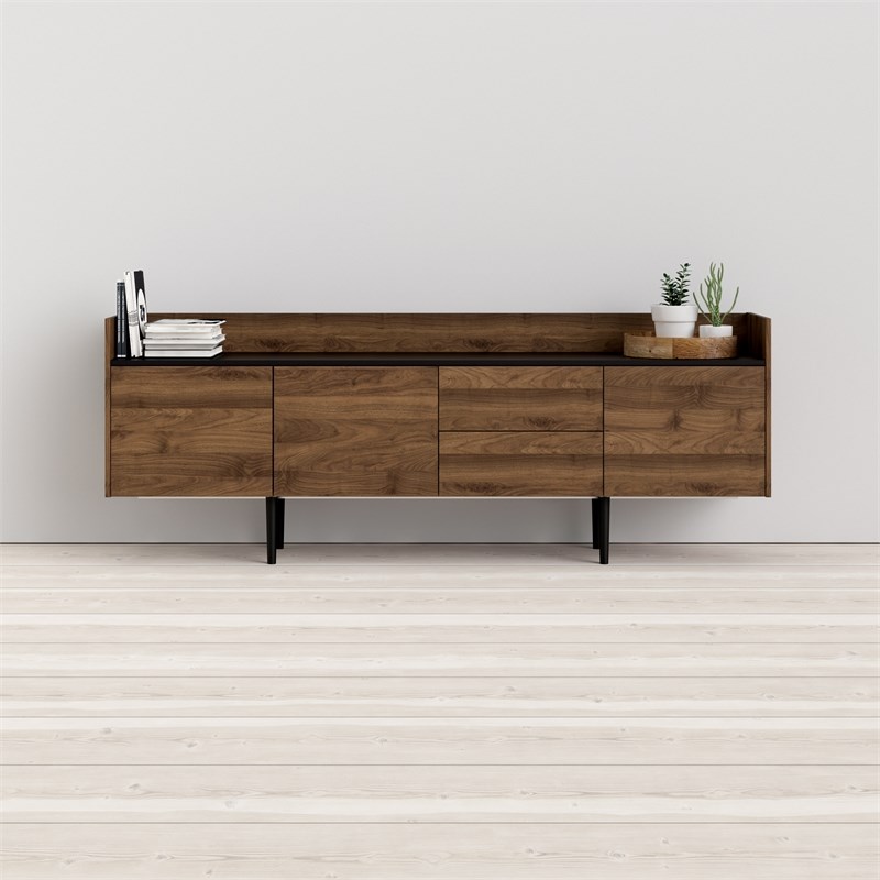 Tvilum Unit 2 Drawer And 3 Door Sideboard In Walnut And Black 