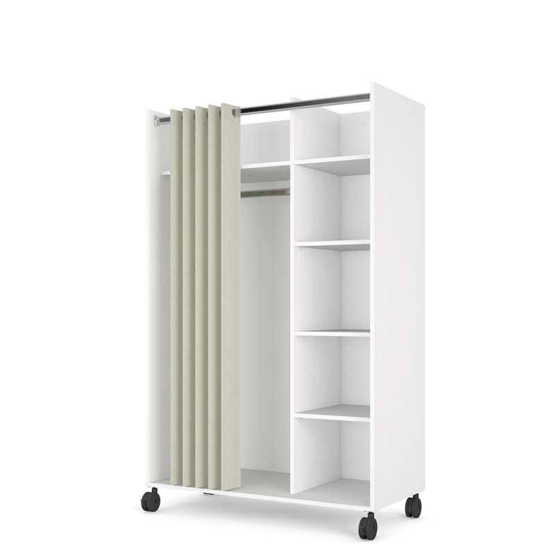 Tvilum Lola 4 Cubby Mobile Curtain Storage Unit in White and Natural