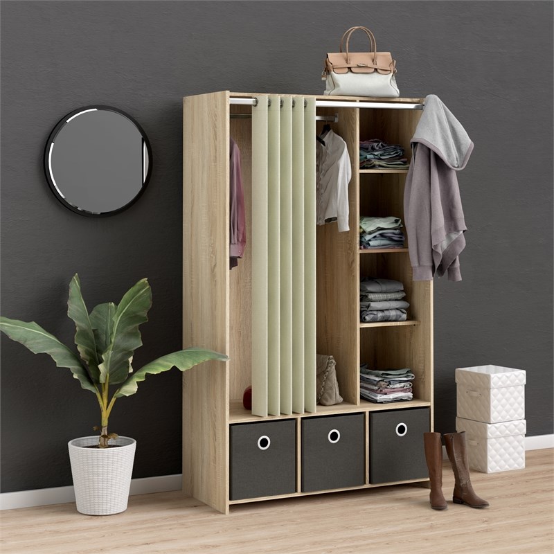 Tvilum Lola 7 Cubby Curtain Storage Unit in Oak Structure and Natural ...